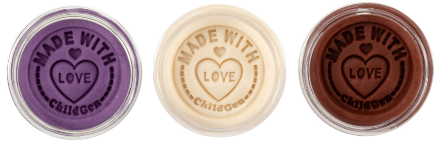 Naturalna ciastolina w słoiczkach - zestaw TRIO: Fioletowy, Biały, Brązowy / ChildGen