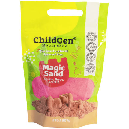 Piasek kinetyczny, 100% NATURALNY SKŁAD - opakowanie re-fill uzupełniające 907g, kolor różowy / ChildGen