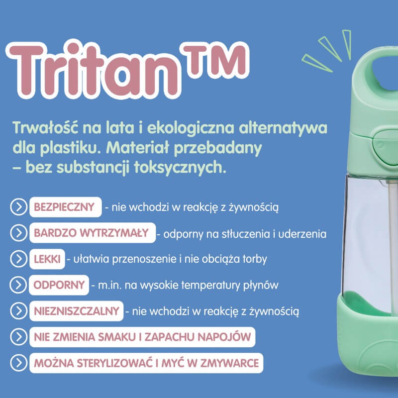Tritanowa butelka ze słomką Spearmint / b.box