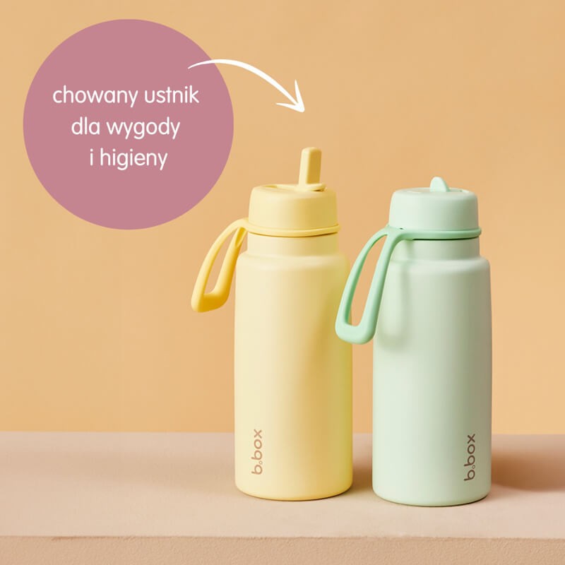 Butelka termiczna ze składanym ustnikiem, termos ze stali nierdzewnej - Lemon Twist, 1l / b.box