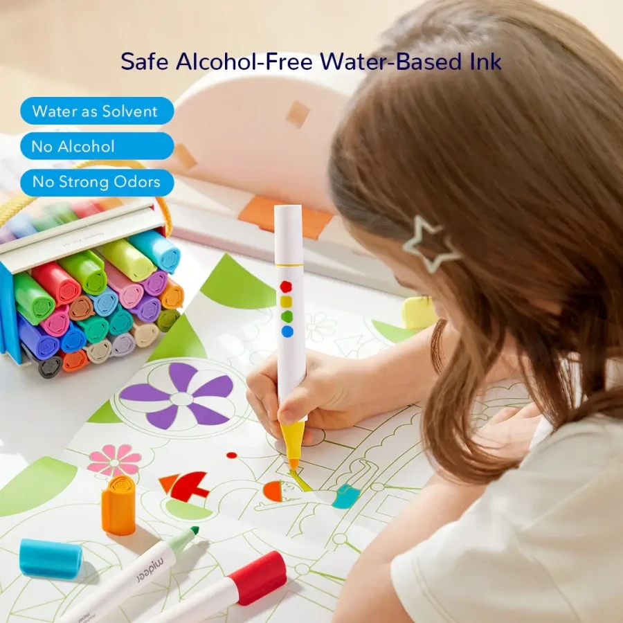 Zmywalne markery z podwójną końcówką (12 kolorów) / Mideer