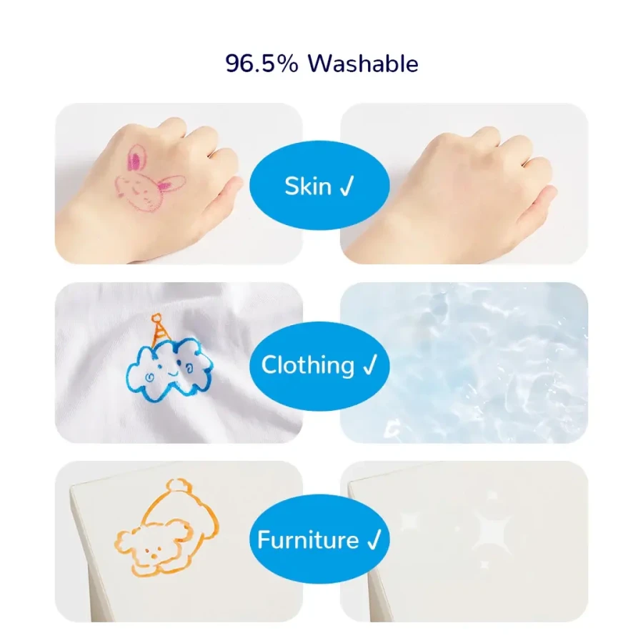 Zmywalne markery z podwójną końcówką (12 kolorów) / Mideer