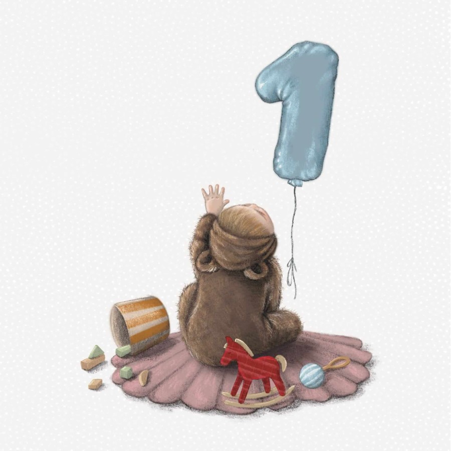 Kartka na roczek z balonem / Hi Little x Zezuzulla