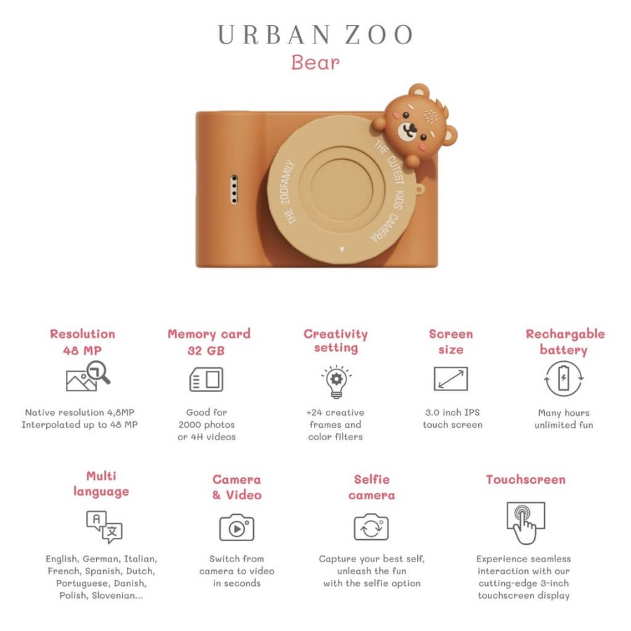 Aparat cyfrowy dla dzieci Urban Zoo - Bear / The Zoofamily