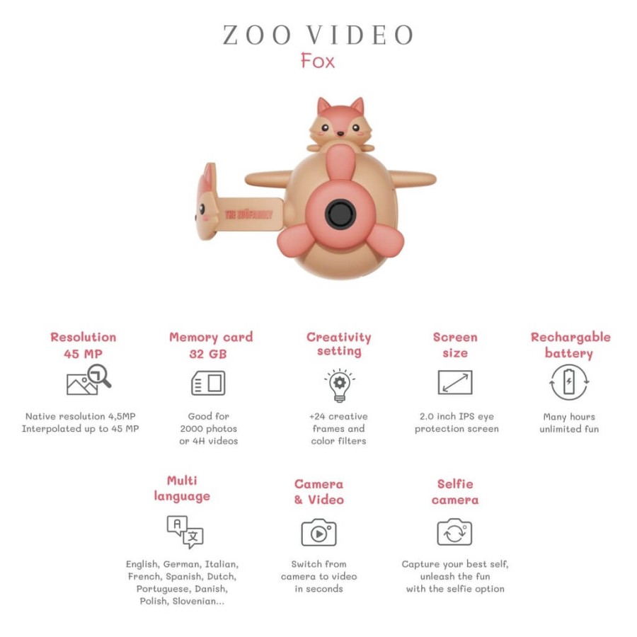 Aparat cyfrowy z kamerą dla dzieci Zoo Video - Fox / The Zoofamily