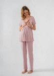 Piżama ciążowa Classic z długimi spodniami - różowa / Cool Mama