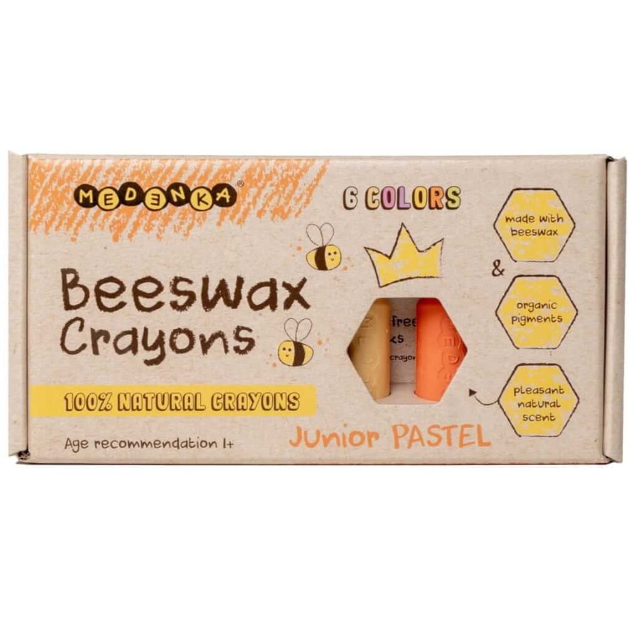 Kredki Medenka JUNIOR PASTEL z wosku pszczelego, 100% naturalne
