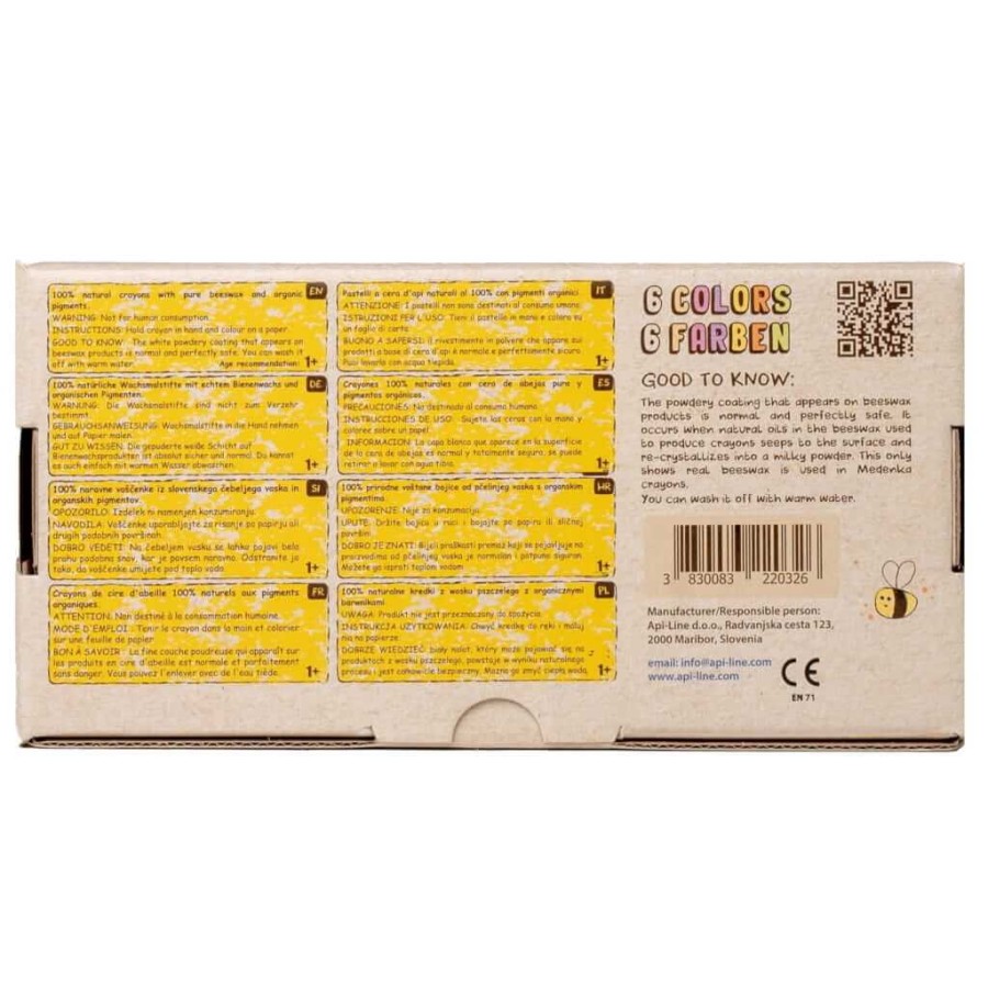 Kredki Medenka JUNIOR PASTEL z wosku pszczelego, 100% naturalne