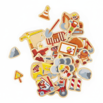 Magnesy drewniane Plac budowy 24 szt. 2+ / Janod