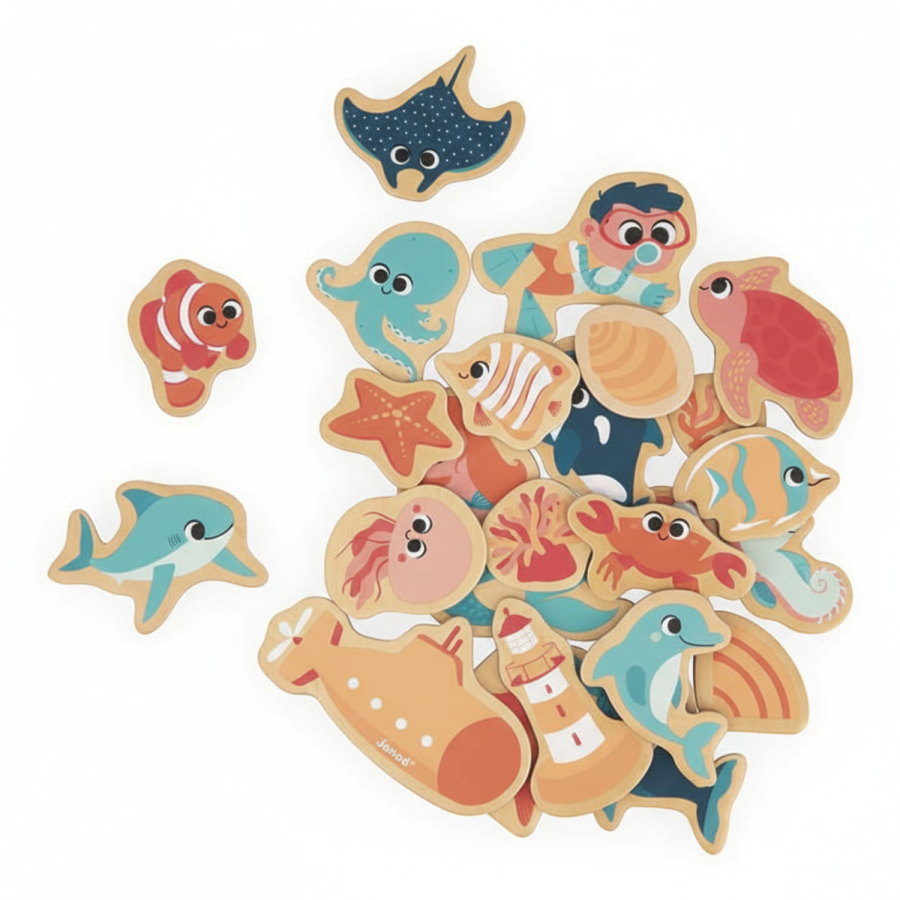 Magnesy drewniane Podwodny świat 24 szt. 2+ / Janod