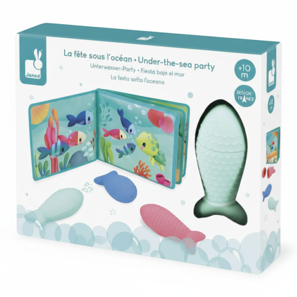 Książeczka do kąpieli z 3 psikawkami Przyjęcie pod wodą 10m+ / Janod