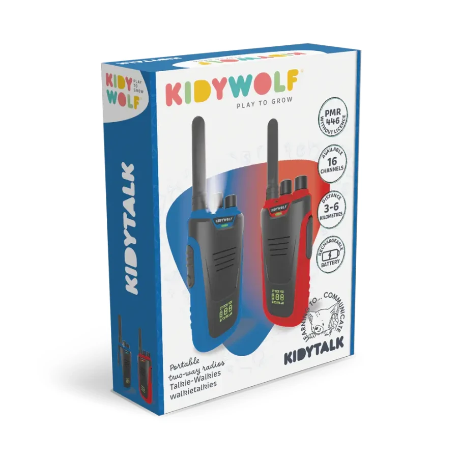 Zestaw krótkofalówek Walkie Talkie KIDYTALK - niebiesko-czerwone / Kidywolf