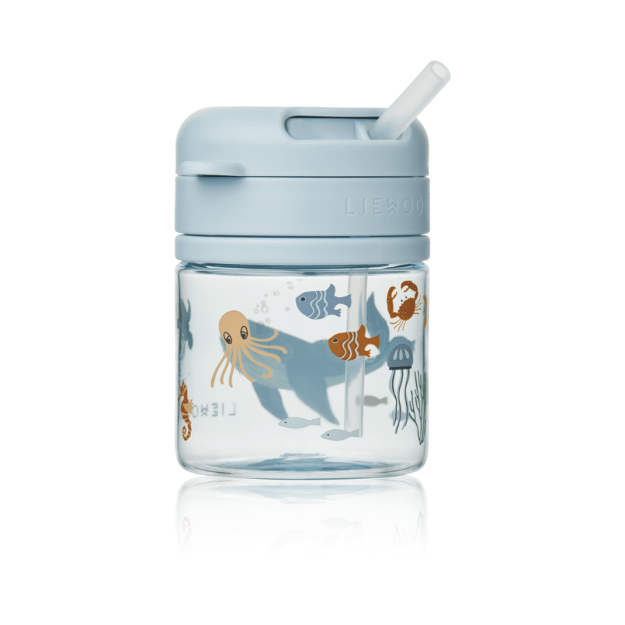 Kubek tritanowy z chowaną rurką Pavia 280ml - sea creature, sandy / Liewood