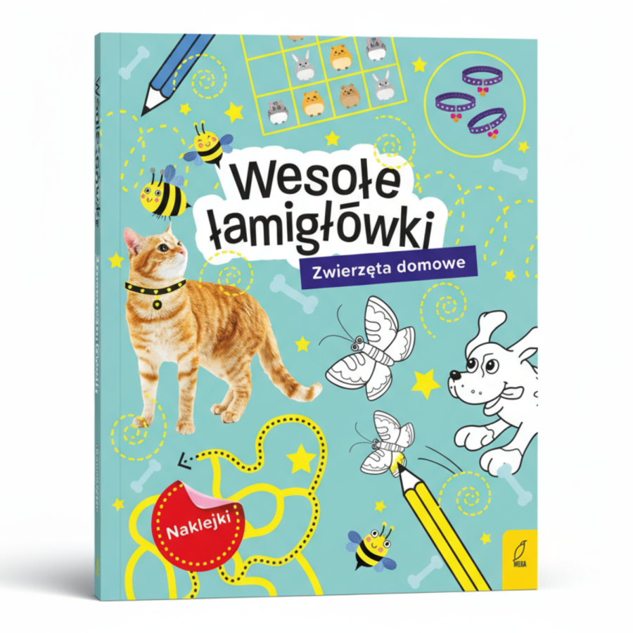 Wesołe łamigłówki. Zwierzęta domowe. Łamigłówki z naklejkami / Wilga