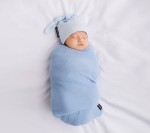 Lekki, dzianinowy kocyk - mgiełka Niebieski / Lullalove