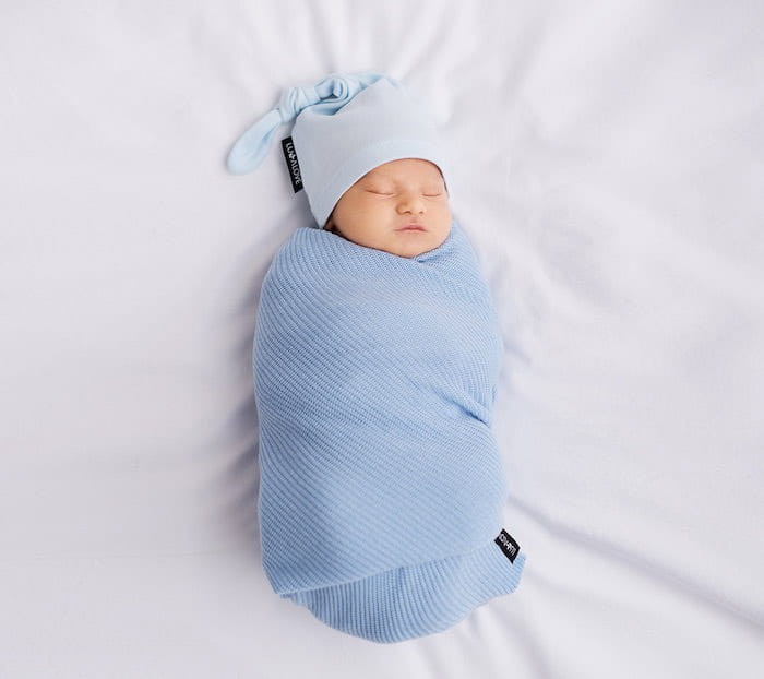 Lekki, dzianinowy kocyk - mgiełka Niebieski / Lullalove