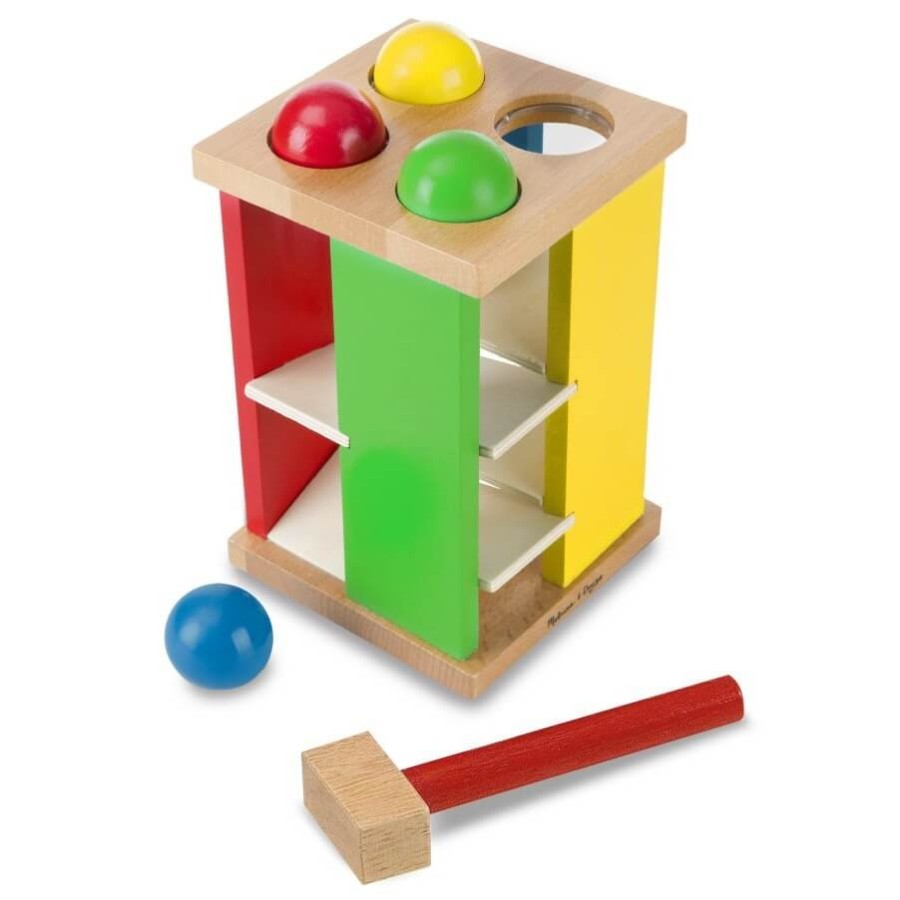 Drewniana wieża przebijanka z kolorowymi kulkami i młotkiem / Melissa & Doug