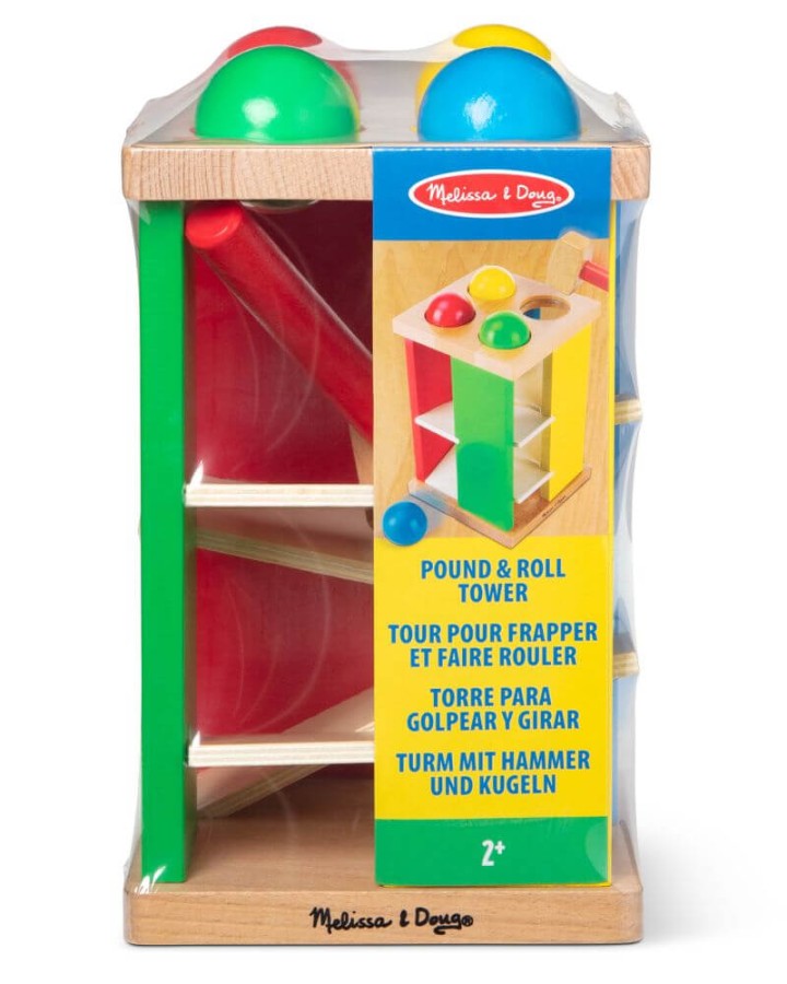 Drewniana wieża przebijanka z kolorowymi kulkami i młotkiem / Melissa & Doug