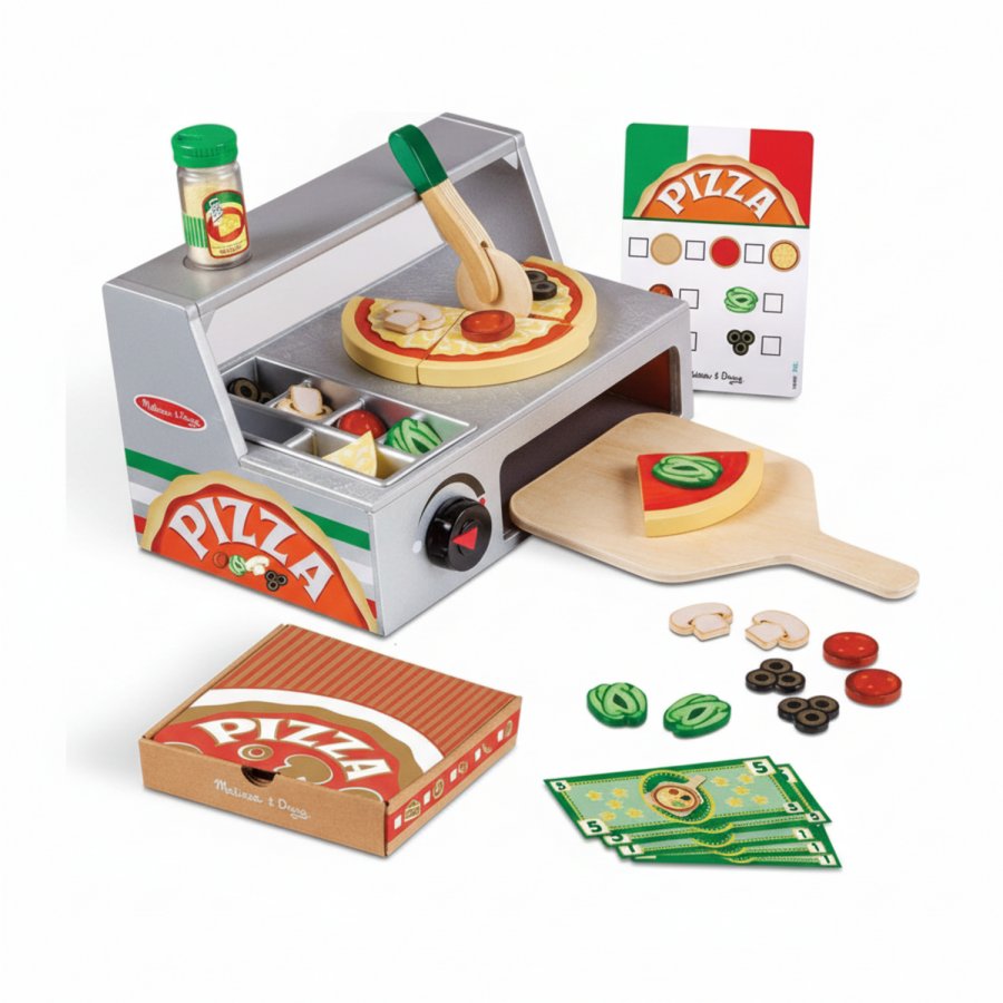 Drewniany zestaw do robienia pizzy z piecem Top & Bake 34 el / Melissa & Doug