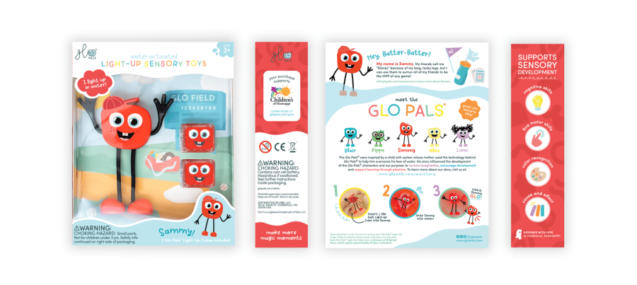 Postać do kąpieli Sammy - zestaw z dwiema kostkami sensorycznymi świecącymi w wodzie / Glo Pals