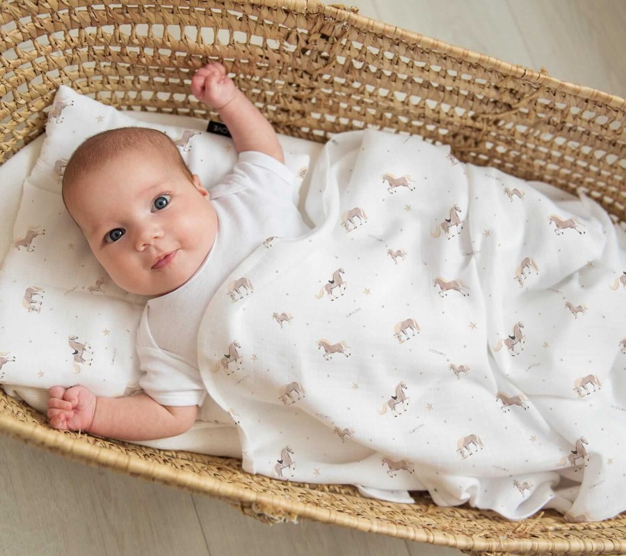 Konie - otulacz muślinowy 100x100cm / Lullalove