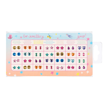 Kolczyki samoprzylepne kryształki 3D duży zestaw 28 par / Souza!