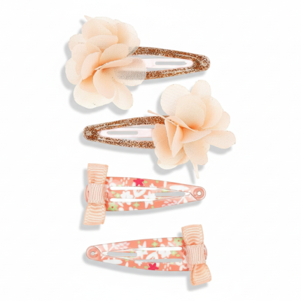 Spinki do włosów kremowe kwiatki i kokardki Aiva 4 szt. / Souza!