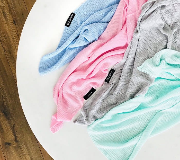 Lekki, dzianinowy kocyk - mgiełka Mięta / Lullalove