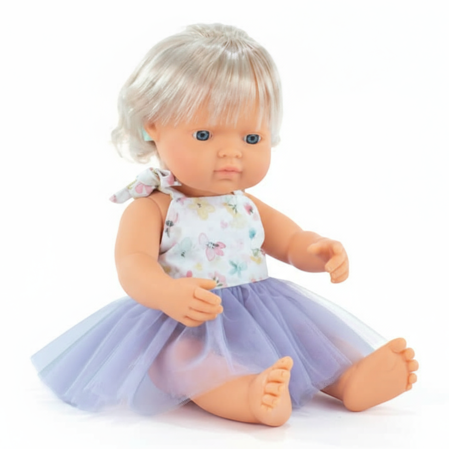 Lalka dziewczynka Europejka z implantem śliwkowym My Friends & Me, 38cm / Miniland Doll
