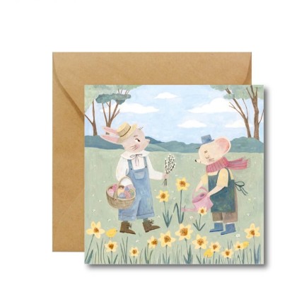 Kartka okolicznościowa na Wielkanoc - WIOSENNY SPACER / Hi Little