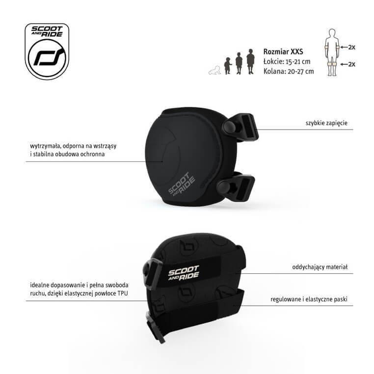 Zestaw ochraniaczy dla dzieci XXS Black / Scootandride