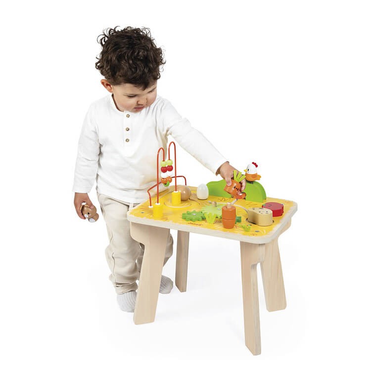 Wielofunkcyjny stolik edukacyjny drewniany Farma 12m+ / Janod