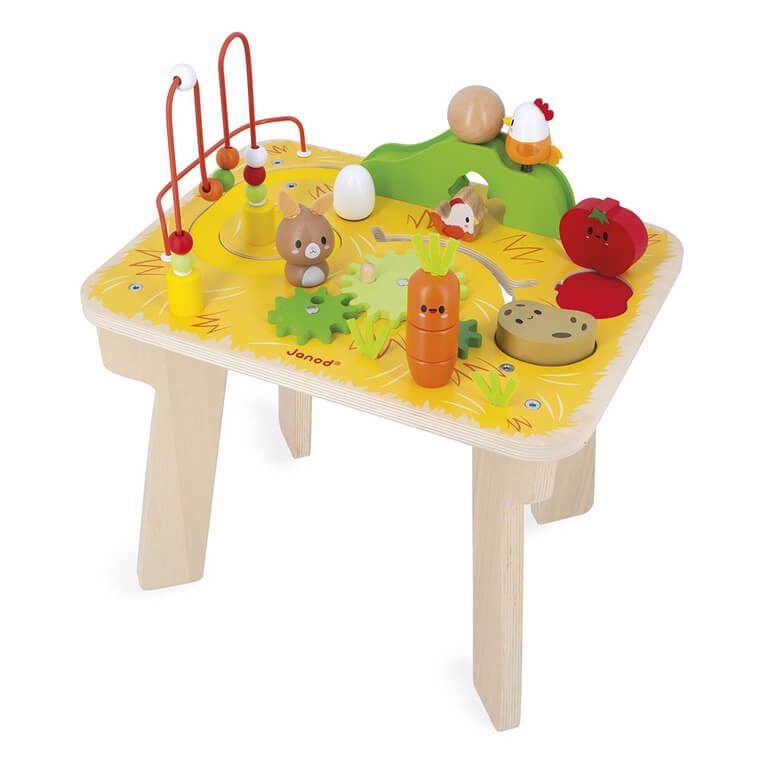 Wielofunkcyjny stolik edukacyjny drewniany Farma 12m+ / Janod