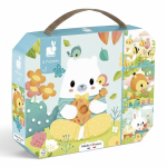 Puzzle progresywne w walizce Zwierzątka Pure 4 układanki – 6, 9, 12 i 16 elementów 2+ / Janod