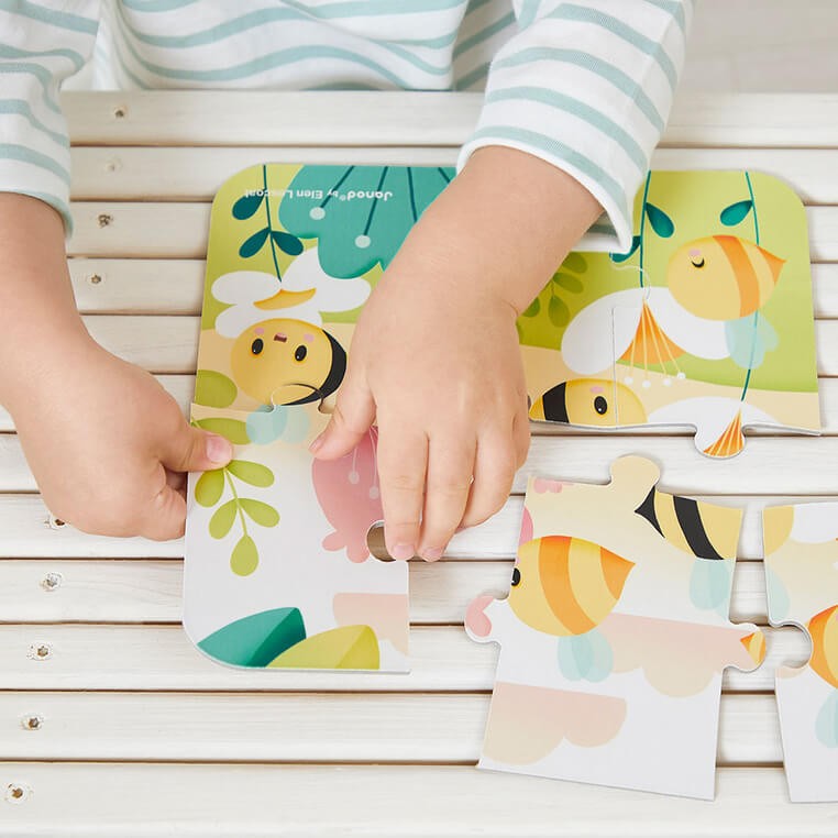 Puzzle progresywne w walizce Zwierzątka Pure 4 układanki – 6, 9, 12 i 16 elementów 2+ / Janod