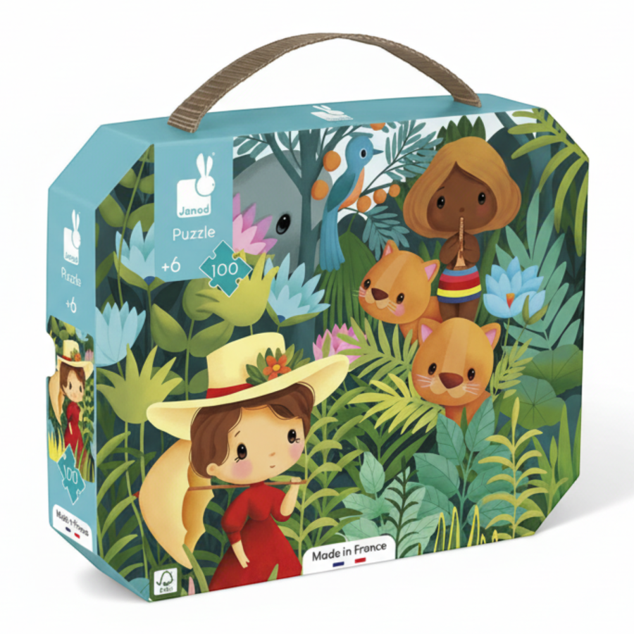 Puzzle w walizce Obraz inspirowany twórczością Rousseau 100 elementów 6+ / Janod