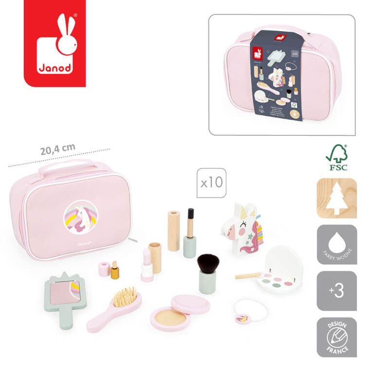Kosmetyczka z 10 akcesoriami Mała Miss Jednorożec 3+ / Janod