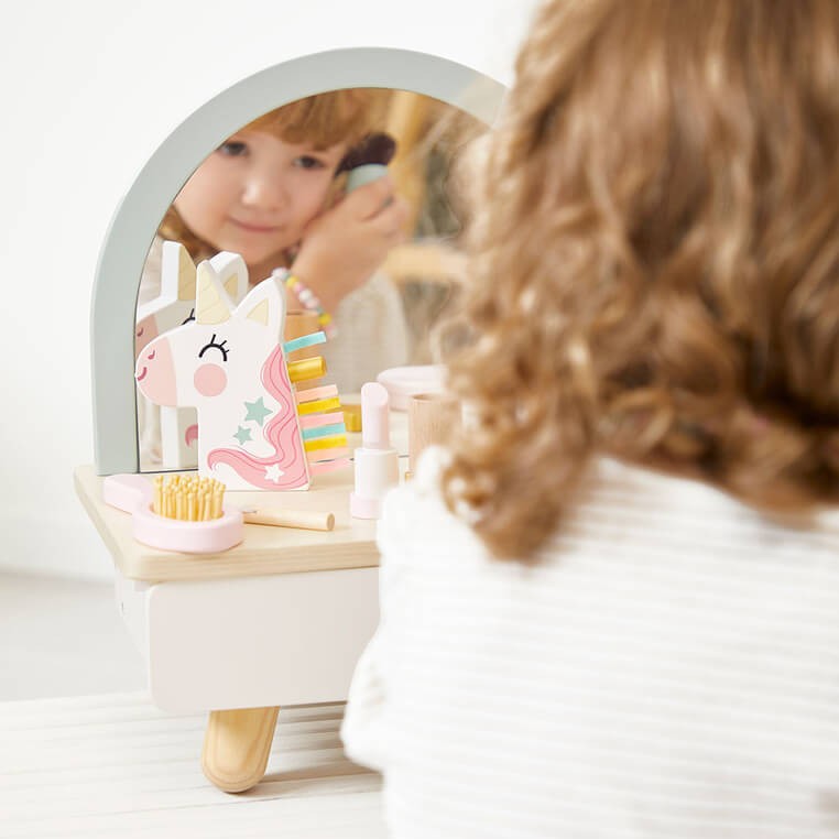 Mała toaletka drewniana z akcesoriami Jednorożec 3+ / Janod