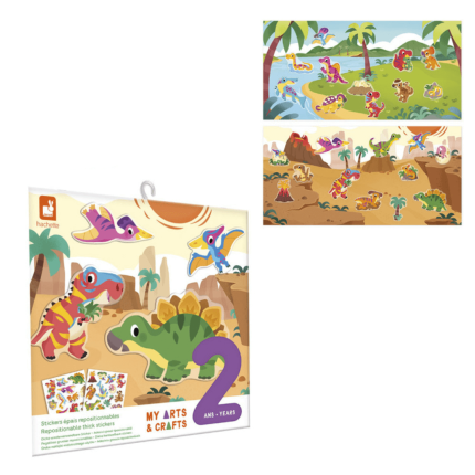 Multizestaw kreatywny 2-latka My arts & crafts Grube naklejki wielorazowe Dinozaury 2+ / Janod
