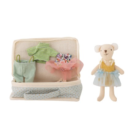 Laleczka Lara w torebce z zestawem ubranek - Brown / Bloomingville Mini