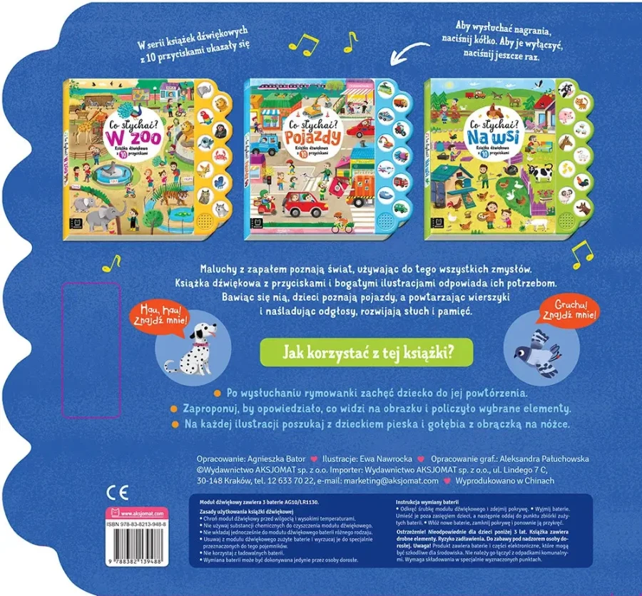 W mieście. Co słychać? Książka dźwiękowa z 10 przyciskami / Wydawnictwo Aksjomat