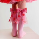Podkolanówki z kokardą Candy Bow - Różowe z serduszkiem / Mama's Feet