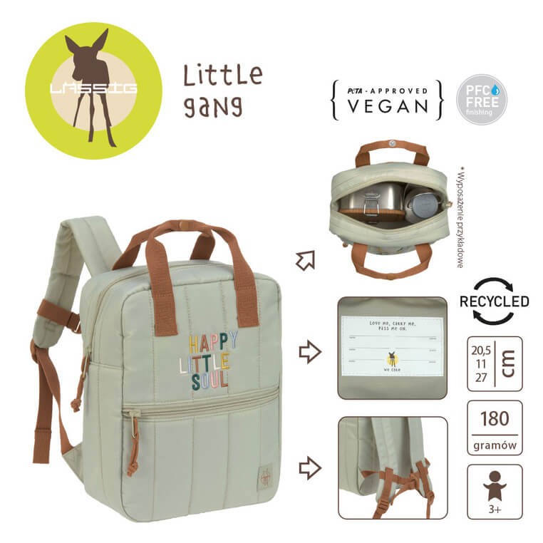 Plecak mini kwadratowy Little Gang Light khaki / Lassig