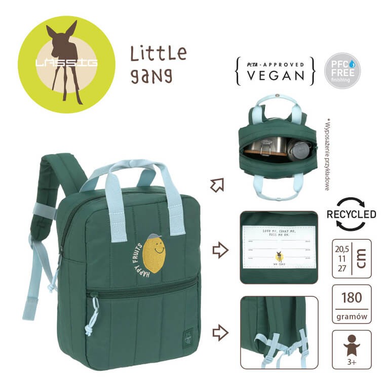Plecak mini kwadratowy Little Gang Lemon dark green / Lassig