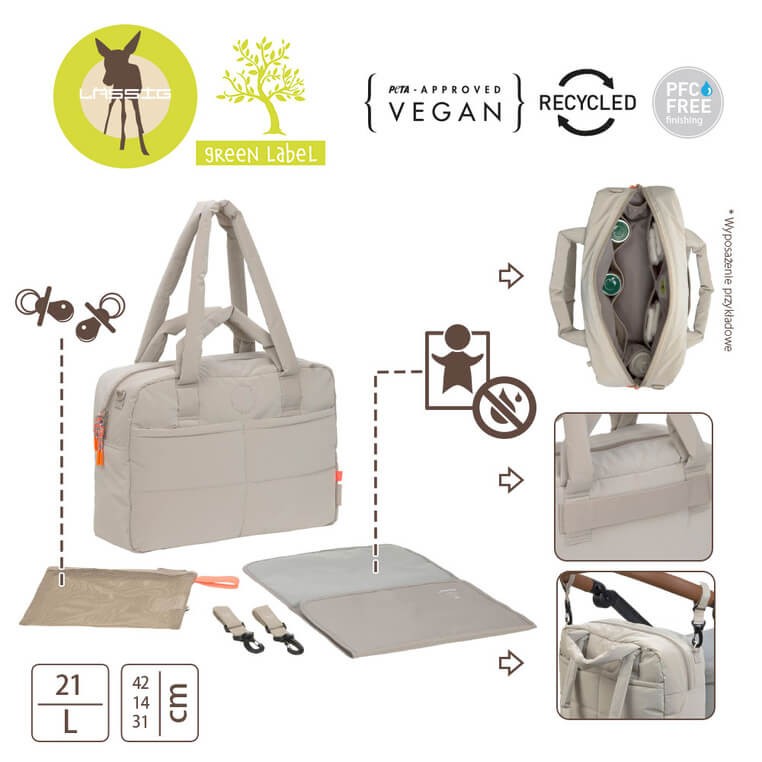 Torba dla mam z akcesoriami Everyday beige / Lassig Green Label