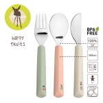 Zestaw sztućców ze stali nierdzewnej z silikonową rączką 3 el. Happy Fruits Cherry / Lassig