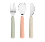 Zestaw sztućców ze stali nierdzewnej z silikonową rączką 3 el. Happy Fruits Cherry / Lassig