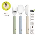 Zestaw sztućców ze stali nierdzewnej z silikonową rączką 3 el. Happy Fruits Lemon / Lassig