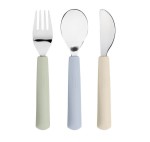 Zestaw sztućców ze stali nierdzewnej z silikonową rączką 3 el. Happy Fruits Lemon / Lassig