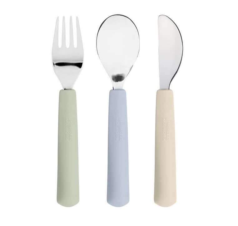 Zestaw sztućców ze stali nierdzewnej z silikonową rączką 3 el. Happy Fruits Lemon / Lassig